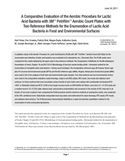 Comparative Evaluation of the Aerobic Procedure for Lactic Acid