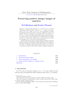 New York Journal of Mathematics Preserving positive integer