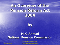 An Overview of the Contributory Pension Scheme by M.K. Ahmad