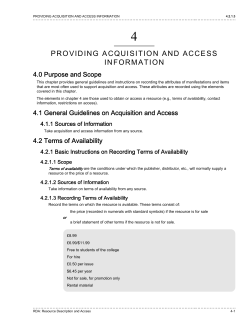 RDA: Resource Description and Access: Chapter: 4: Providing