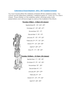 Catechesis of Good Shepherd &ndash; 2016 / 2017 Updated