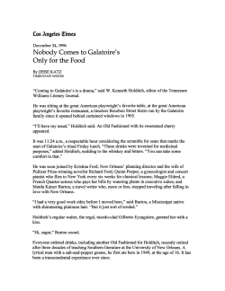 Nobody Comes to Galatoire`s Only for the Food