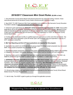 HCEF Classroom Mini Grant Application 2016