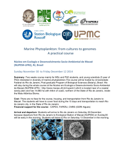 Marine Phytoplankton: from cultures to genomes A practical course
