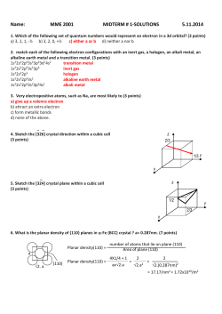 Name: MME 2001 MIDTERM # 1