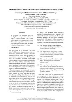 Argumentation: Content, Structure, and Relationship with Essay