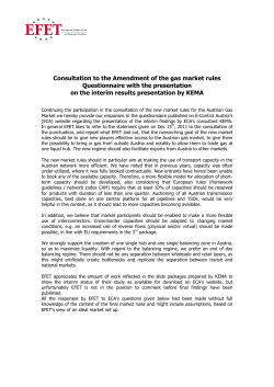 Consultation to the Amendment of the gas market rules