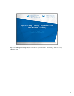 Tips for Writing Learning Objectives Based upon Bloom`s Taxonomy