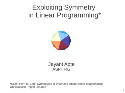 Exploiting Symmetry in Linear Programming*