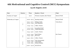 6th Motivational and Cognitive Control (MCC) Symposium