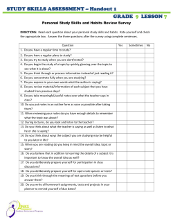 Personal Study Skills and Habits Review Worksheet