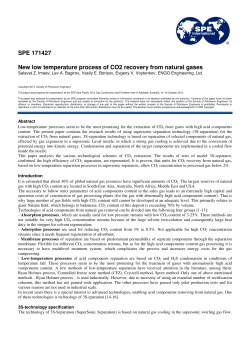 SPE 171427 New low temperature process of CO2 recovery