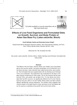 Effects of Live Food Organisms and Formulated Diets on Growth