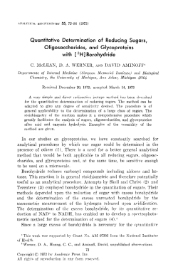 Quantitative Determination of Reducing Sugars