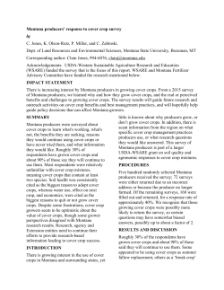 Montana producers` response to cover crop survey by C. Jones, K