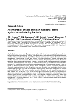Antimicrobial effects of Indian medicinal plants against acne