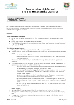 Procedure APPRAISAL - Rotorua Lakes High School