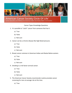 Cancer Types Knowledge Questions 1. It is possible to “catch