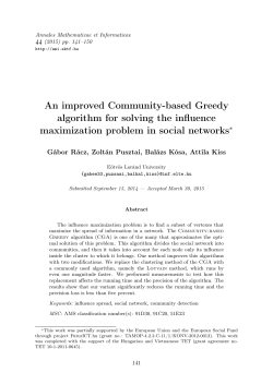 An improved Community-based Greedy algorithm for solving the