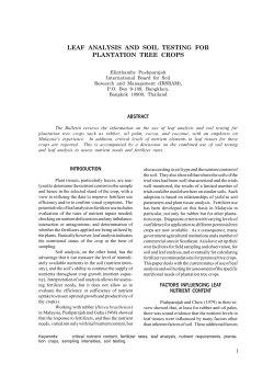 leaf analysis and soil testing for plantation tree crops