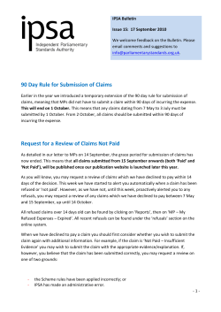 90 Day Rule for Submission of Claims Request for a Review