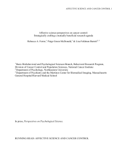 AFFECTIVE SCIENCE AND CANCER CONTROL AFFECTIVE