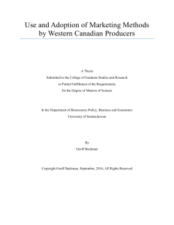 Use and Adoption of Marketing Methods by Western Canadian