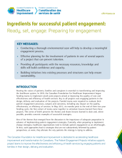 Ingredients for successful patient engagement