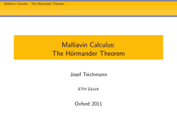 Malliavin Calculus: The Hörmander Theorem
