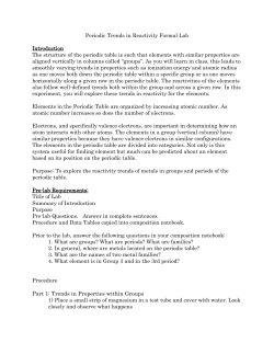 Reactivity of Metals Formal Lab