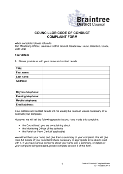 Fill in the complain about a Councillor complaint form