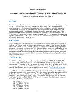 SAS Advanced Programming with Efficiency in Mind: A Real Case