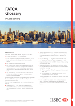 FATCA Glossary - (FATCA) | HSBC