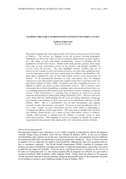 Mapping the early intervention system in Ontario, Canada