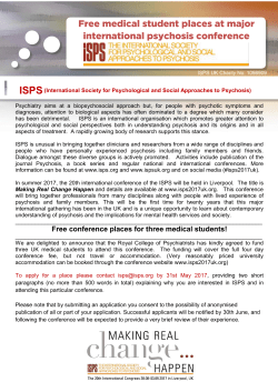 Free medical student places at major international psychosis