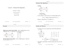Lecture I: Shortest Path Algorithms - Computer Science