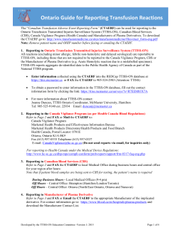 Ontario Guide for Reporting Transfusion Reactions - ttiss
