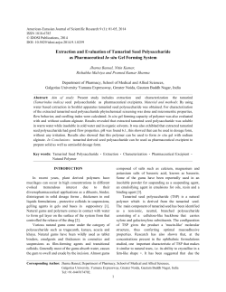 Extraction and Evaluation of Tamarind Seed Polysaccharide