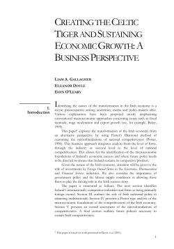 The Domestic Economy - The Economic and Social Research Institute