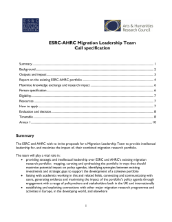 ESRC-AHRC Migration Leadership Team Call specification