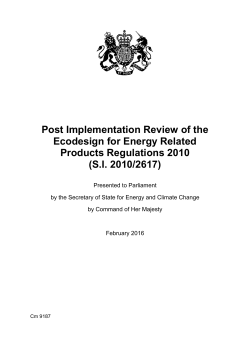 Post Implementation Review of the Ecodesign for Energy
