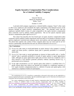 Equity Incentive Compensation Plan Considerations for a Limited