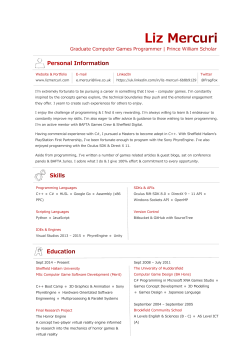Graduate Computer Games Programmer | Prince