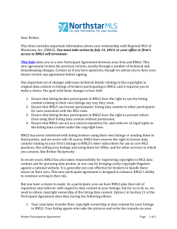 Dear Broker, This letter includes important