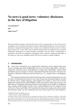 No news is good news: voluntary disclosure in the face of litigation
