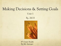 Decision Making and Goal Setting 8th Grade