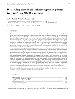 Revealing metabolic phenotypes in plants: inputs - Shachar