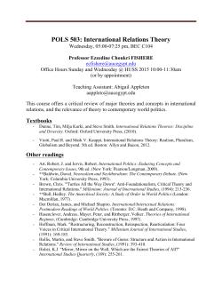 POLS 503: International Relations Theory