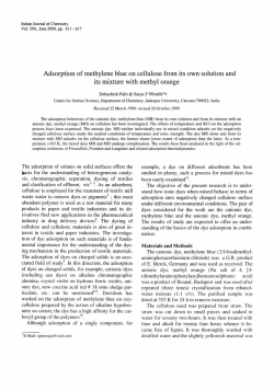 Adsorption of methylene blue on cellulose from its own solution and