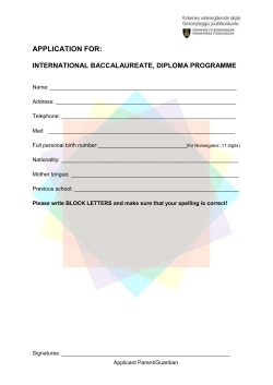 application for: international baccalaureate, diploma programme